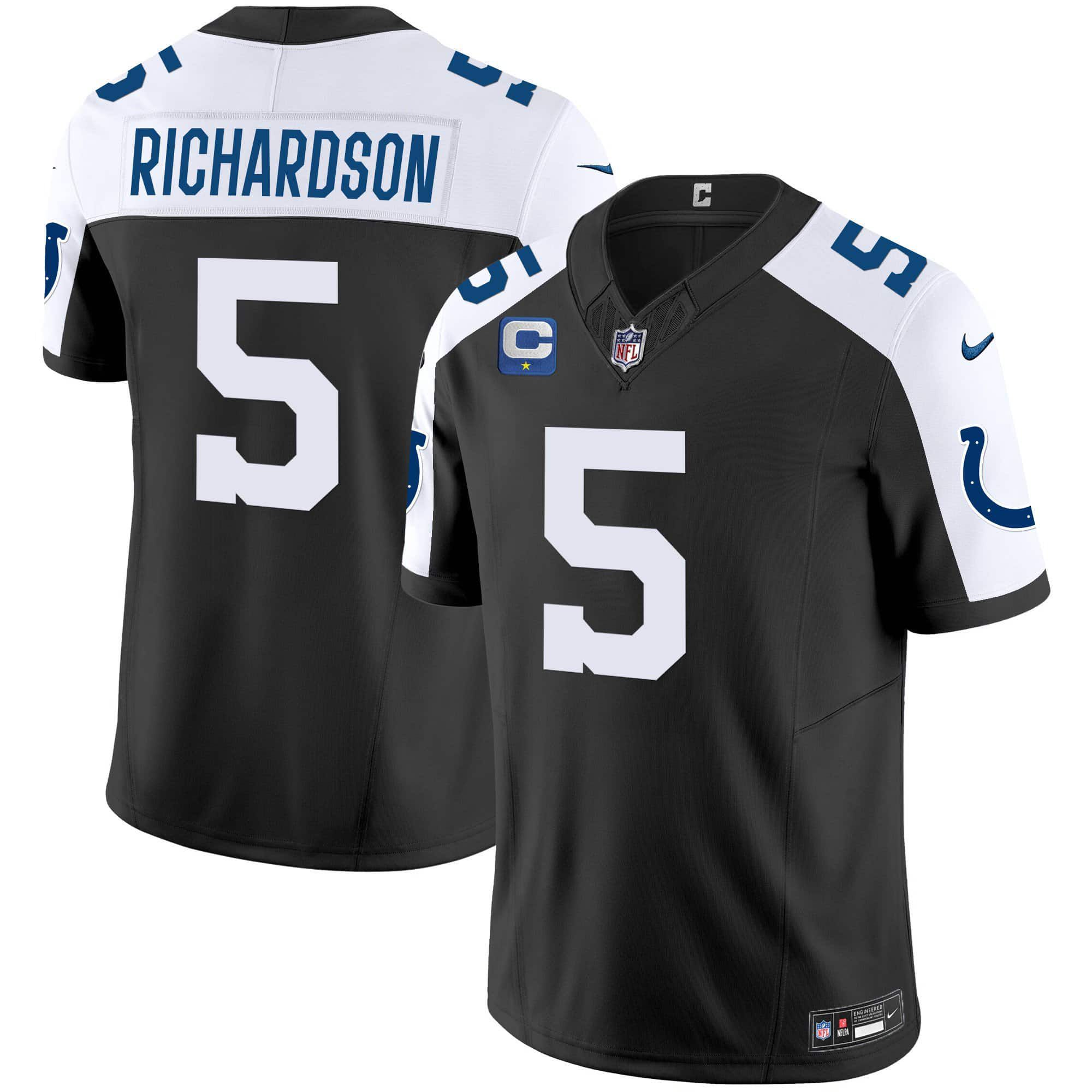 Men Indianapolis Colts 5 Richardson Black 2024 Nike Vapor Limited NFL Jersey